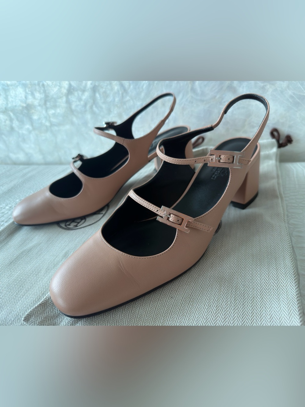 Hermès Jackie 50 Slingback Pumps in Rose Antique 🌸 Mary Jane Size 39,5